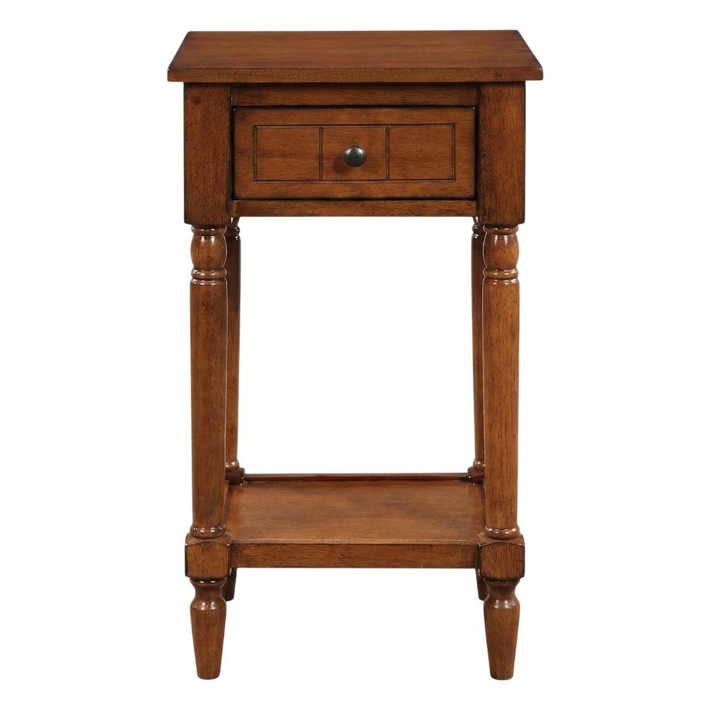 Traditional-style accent table with open shelf and compact design