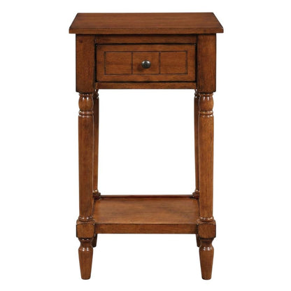 Traditional-style accent table with open shelf and compact design
