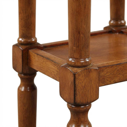 Traditional-style accent table with open shelf and compact design