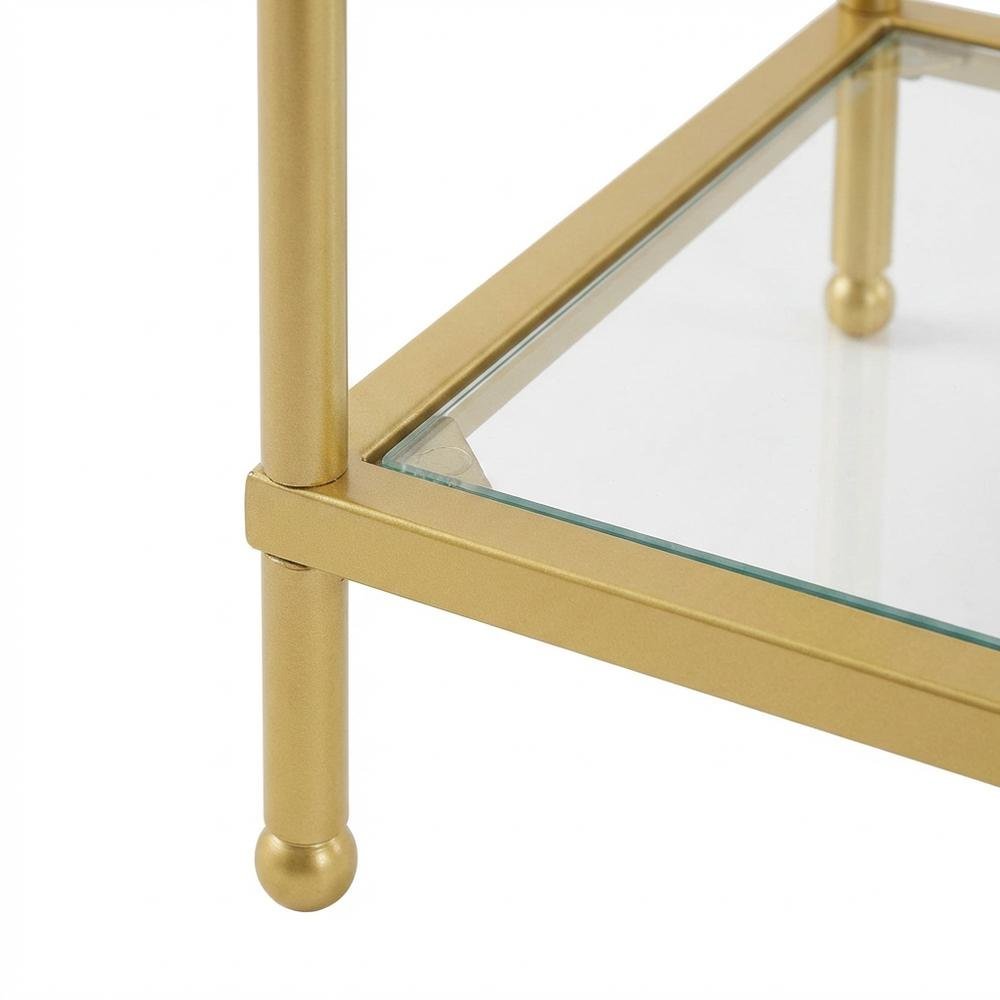 Glass console table with three tiers, modern design for versatile use