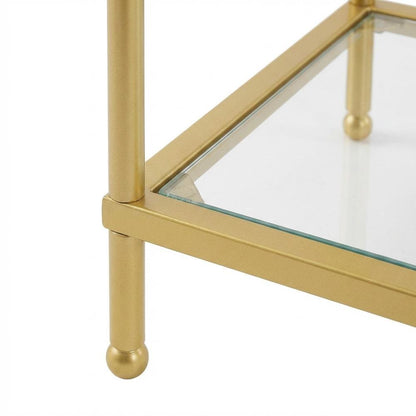 Glass console table with three tiers, modern design for versatile use