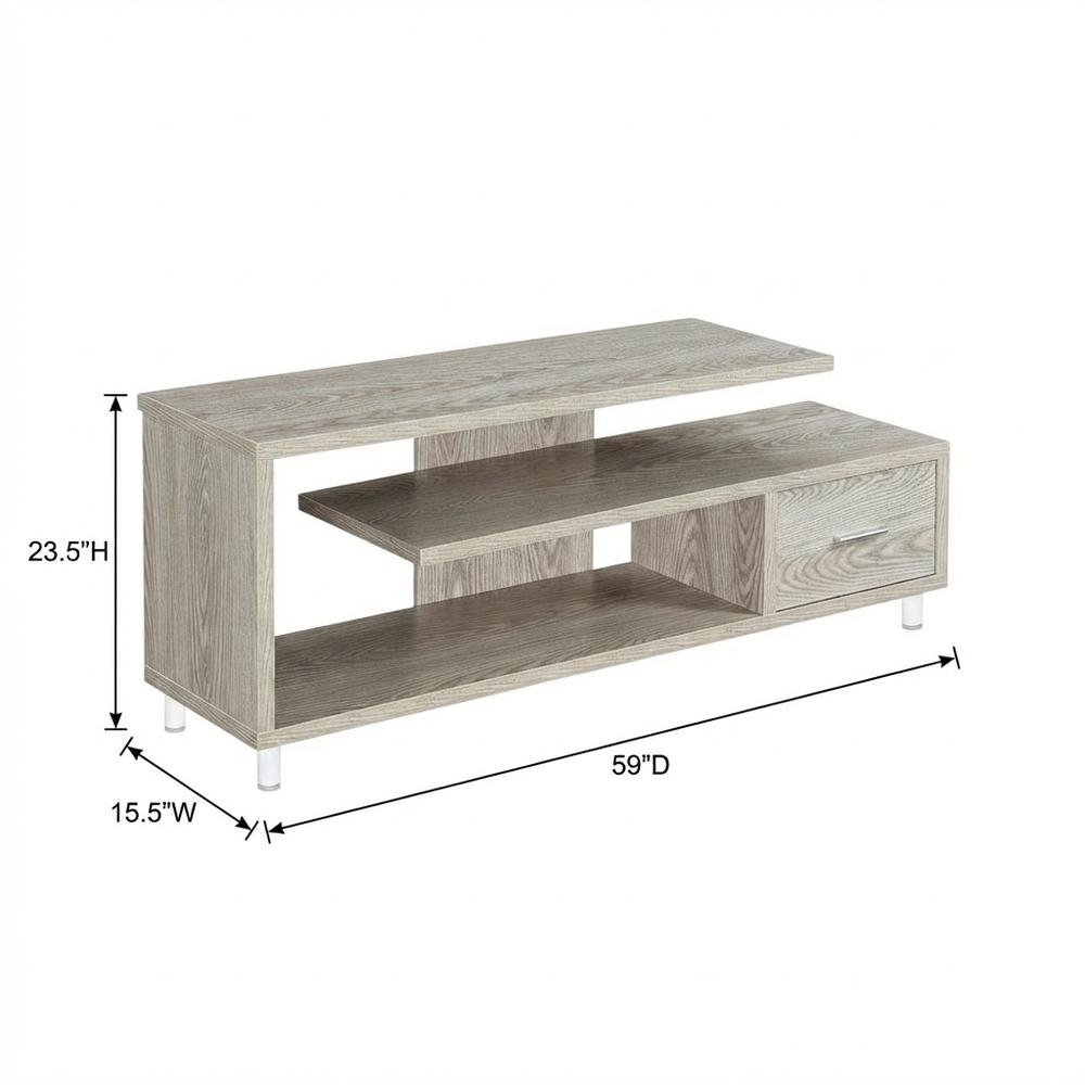 White Honeycomb Particle Board TV Stand with Shelves for up to 65-Inch TVs