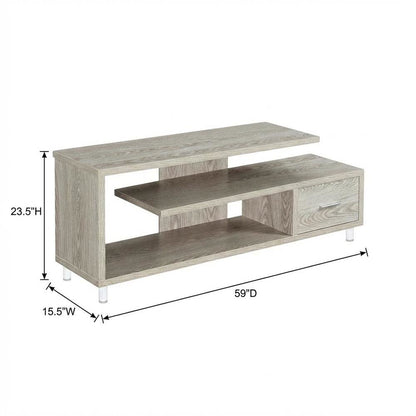 White Honeycomb Particle Board TV Stand with Shelves for up to 65-Inch TVs