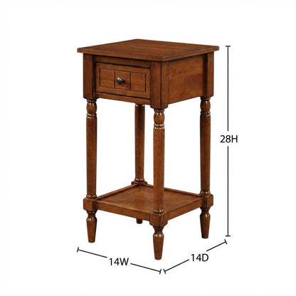 Traditional-style accent table with open shelf and compact design