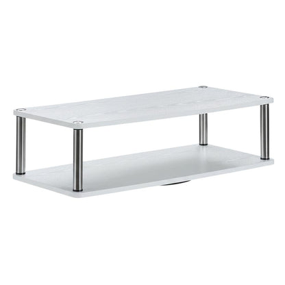White double tier swivel TV riser, up to 37-inch screens, transitional style