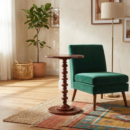 Classic Spindle Coffee Table in Distressed Finish with Durable Construction
