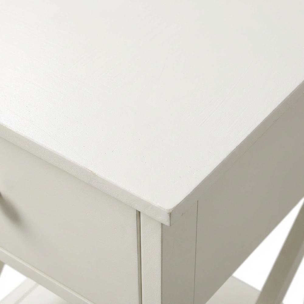 White 1-Drawer End Table with Modern Square Design