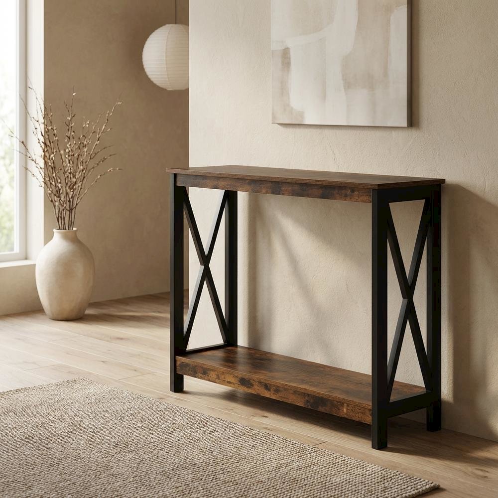 Wooden Console Table with Shelf for Modern Home Decor