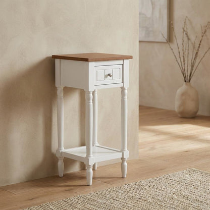 Traditional-style accent table with drawer and shelf for versatile living spaces