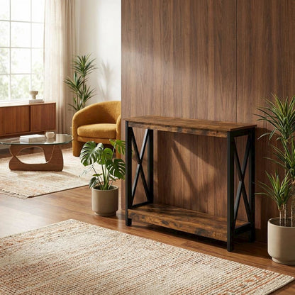 Wooden Console Table with Shelf for Modern Home Decor