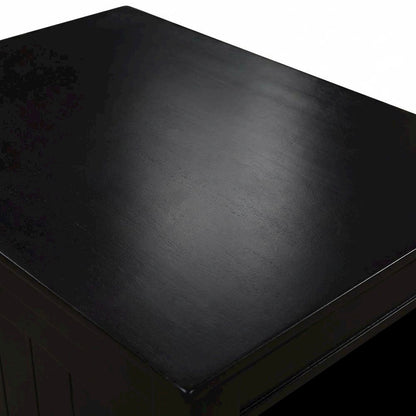 Black end table with built-in charging station and spacious shelf