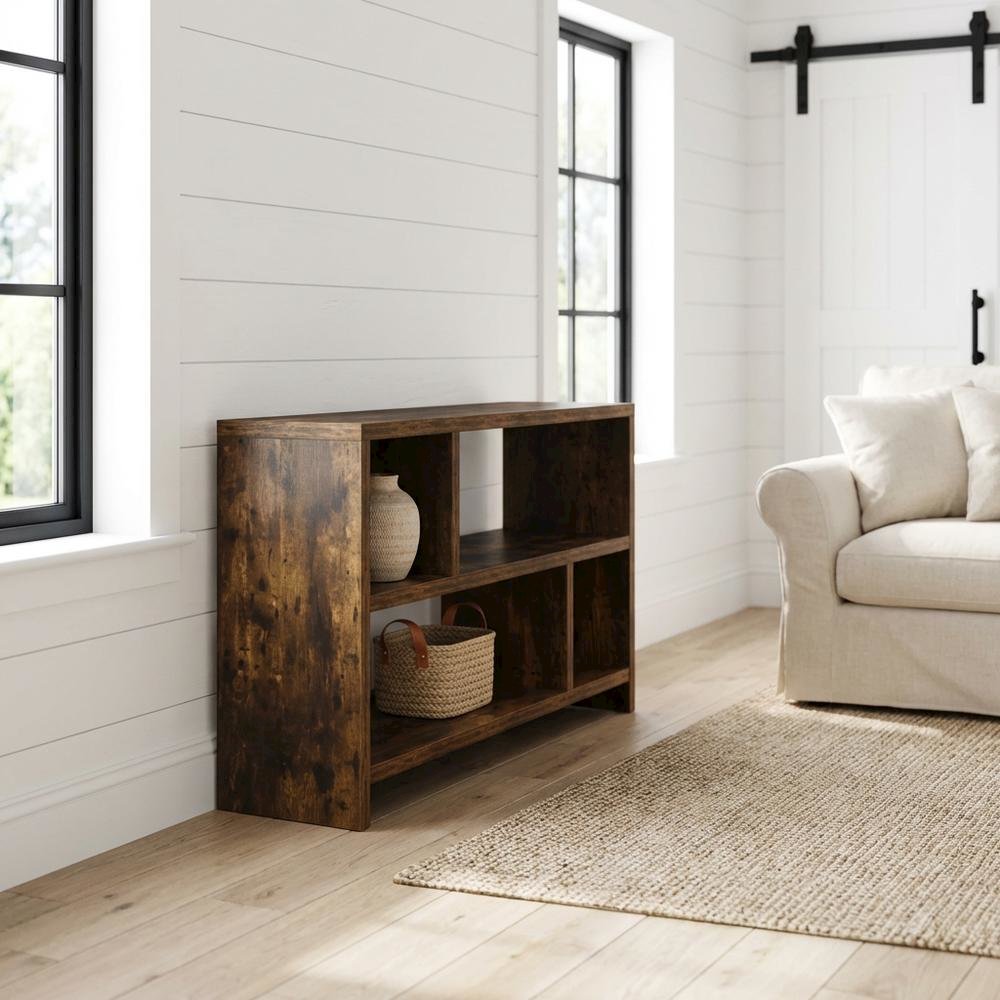 Barnwood TV Stand Console with Shelves and Hollow Core Material