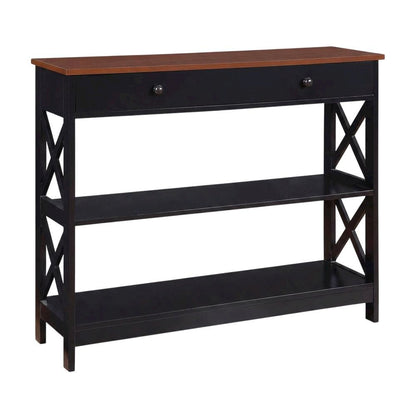 Wooden 1-Drawer Console Table with Shelves and Modern Design