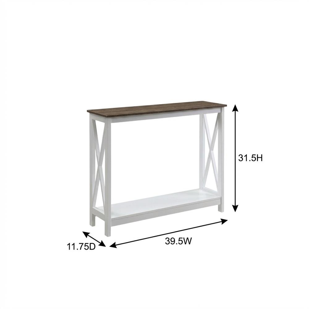 Black Wood Console Table with Lower Shelf for Living Room Storage