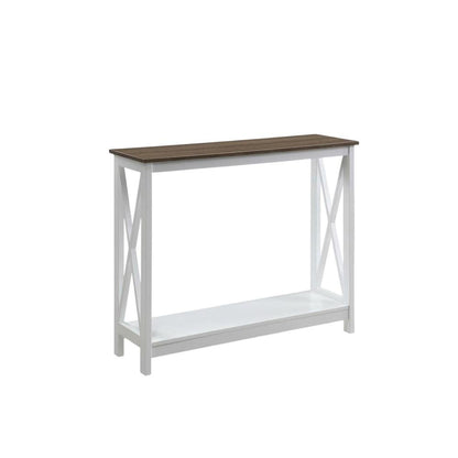 Black Wood Console Table with Lower Shelf for Living Room Storage