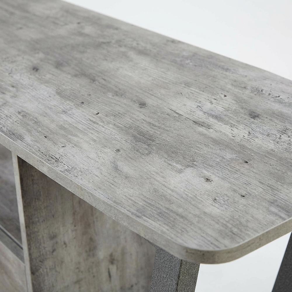 Gray TV stand with single drawer and shelf for 65-inch TVs, powder-coated metal
