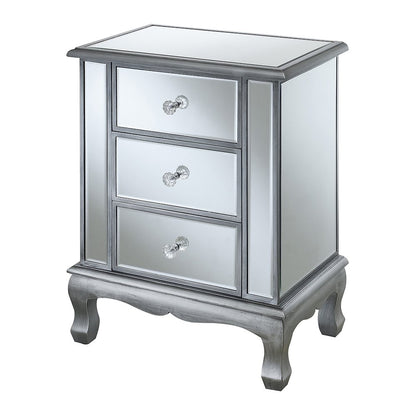 Gold Coast Vineyard 3 Drawer Mirrored End Table