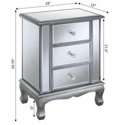 Gold Coast Vineyard 3 Drawer Mirrored End Table
