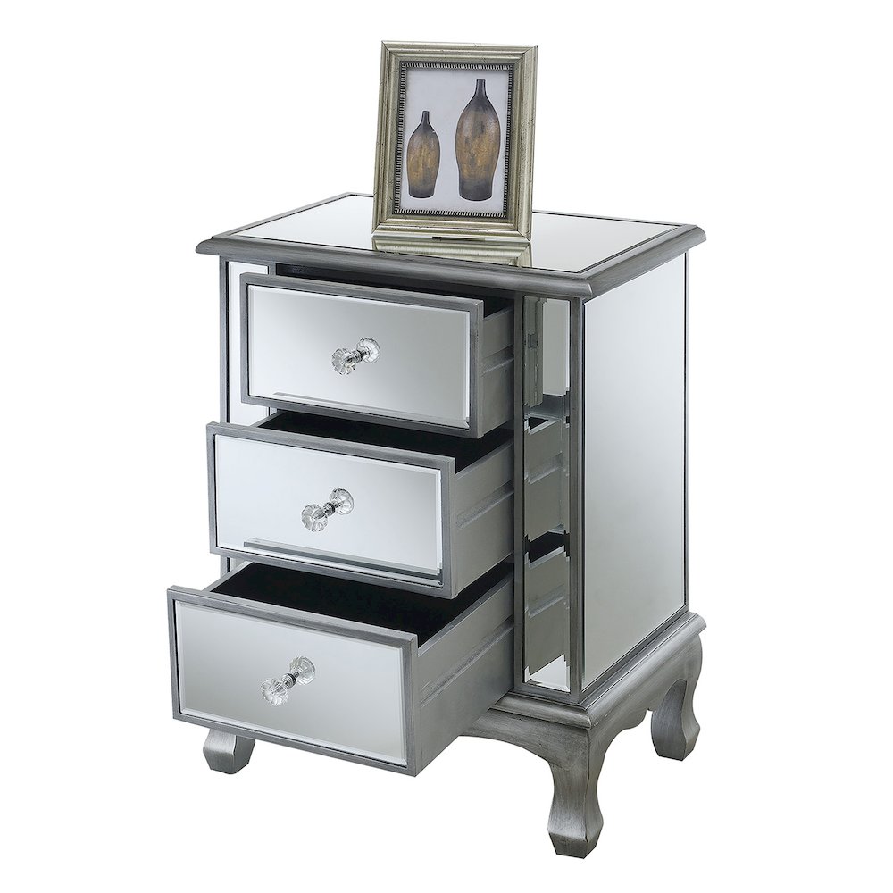 Gold Coast Vineyard 3 Drawer Mirrored End Table