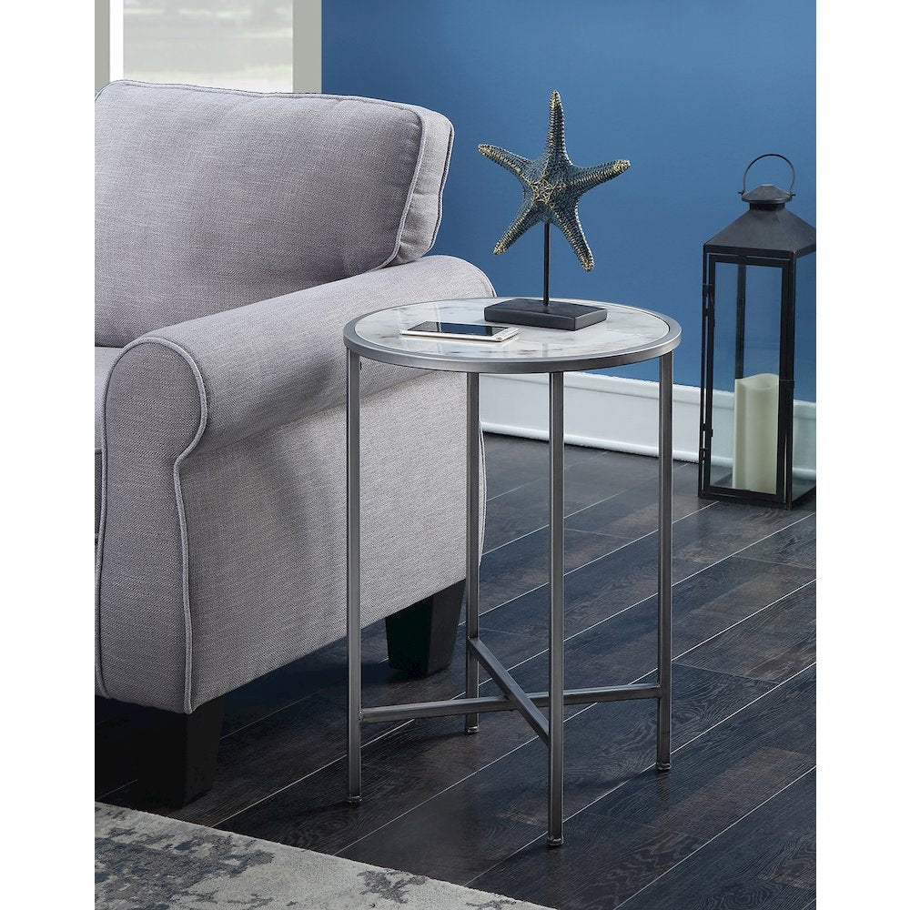 Gold Coast Faux Marble Round End Table