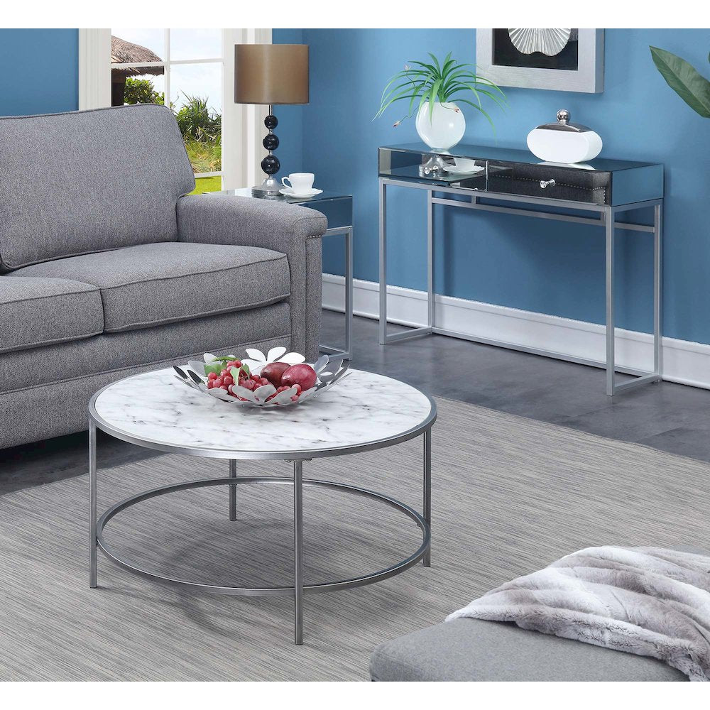Gold Coast Faux Marble Round Coffee Table