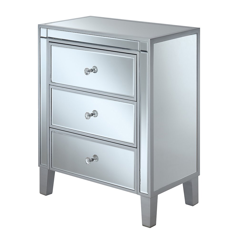 Gold Coast Large 3 Drawer Mirrored End Table