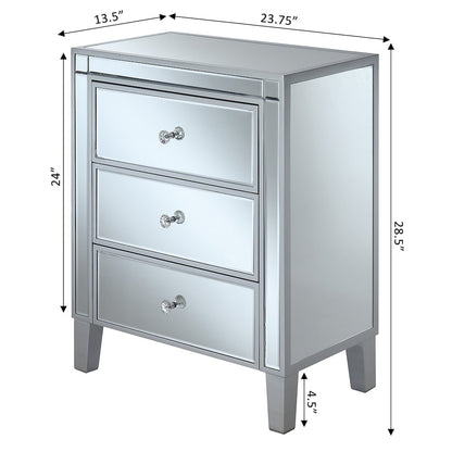 Gold Coast Large 3 Drawer Mirrored End Table