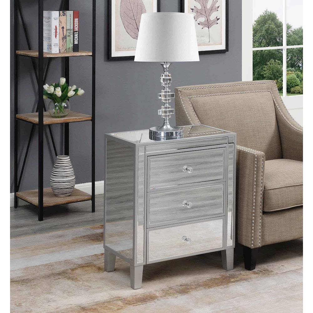 Gold Coast Large 3 Drawer Mirrored End Table