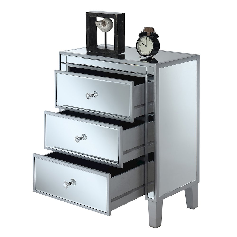 Gold Coast Large 3 Drawer Mirrored End Table