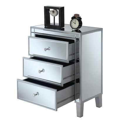 Gold Coast Large 3 Drawer Mirrored End Table