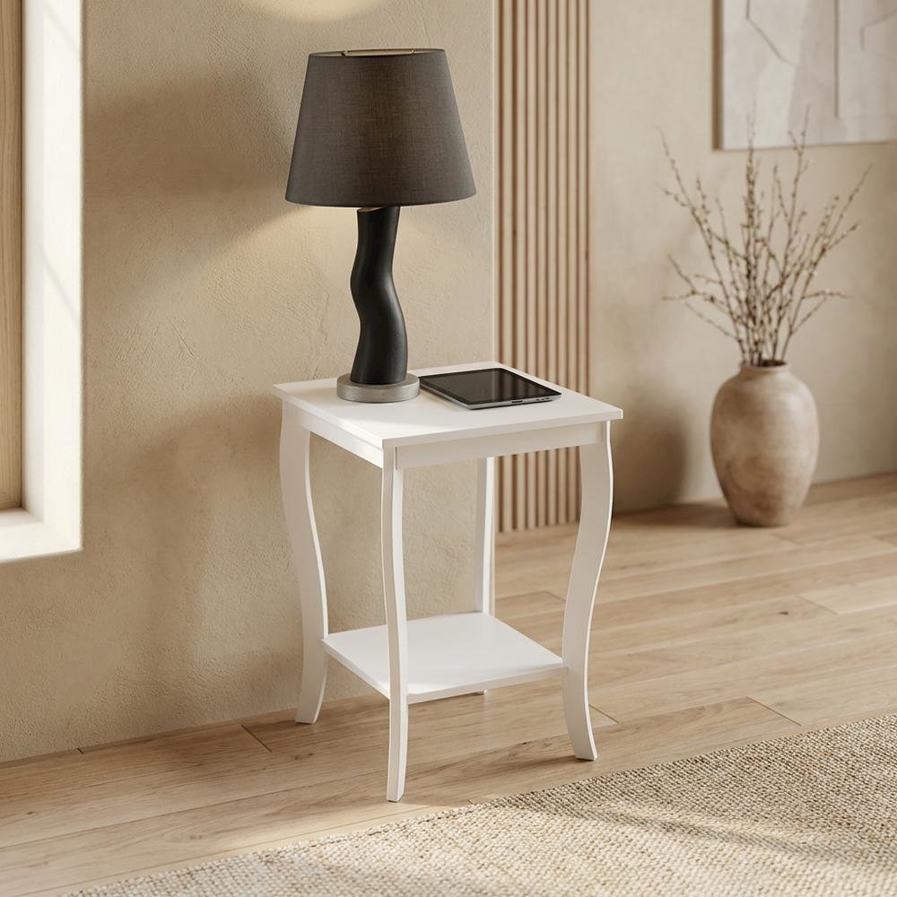 White square end table with modern design and sturdy construction