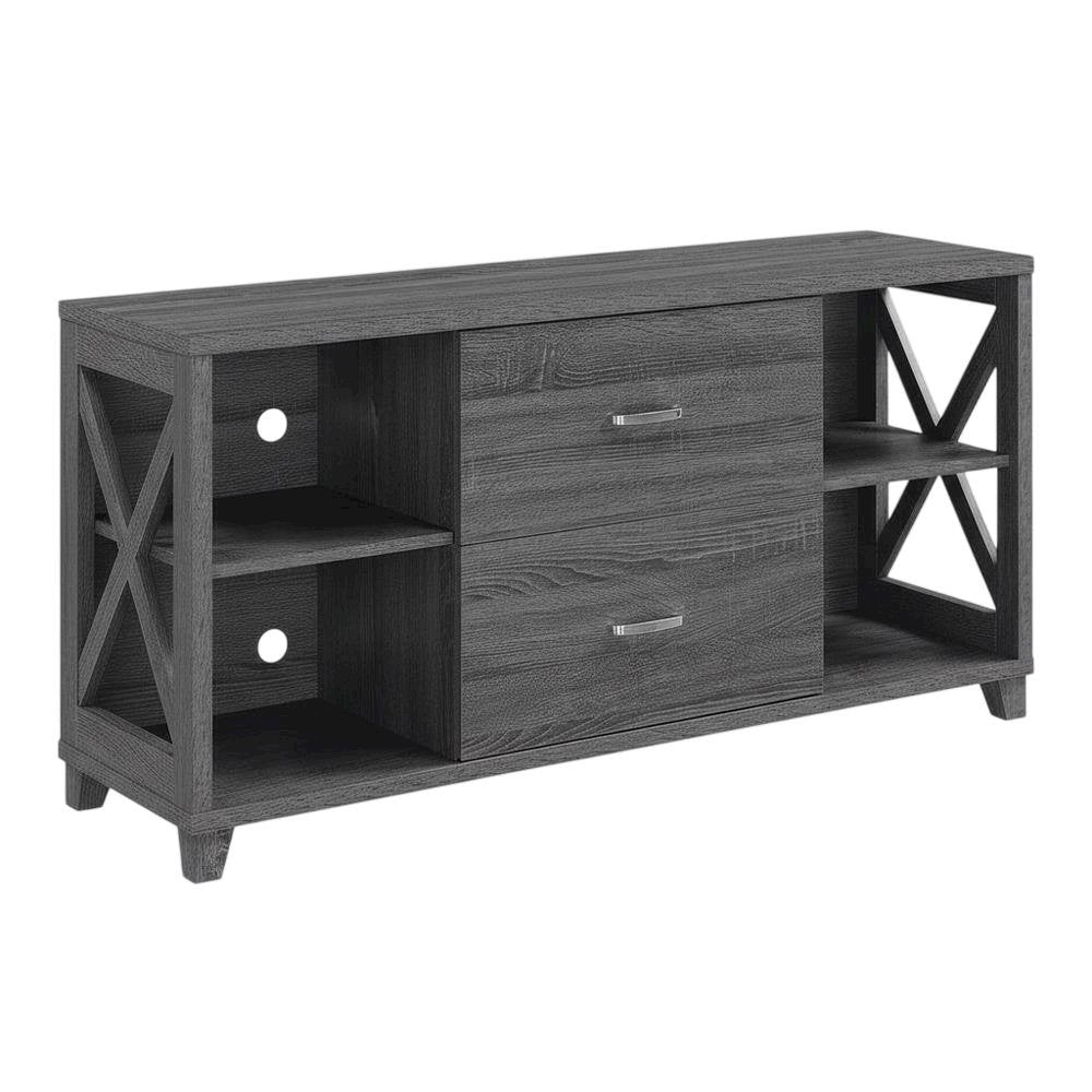 Gray Oxford Deluxe TV Stand with 2 Drawers and Shelves for 55-Inch Screens