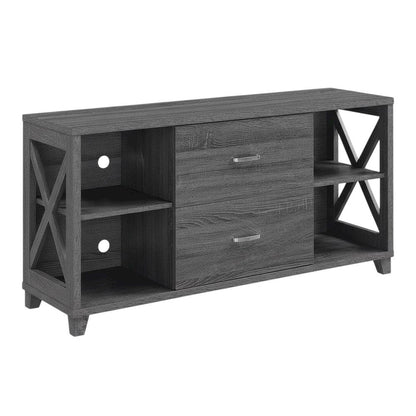 Gray Oxford Deluxe TV Stand with 2 Drawers and Shelves for 55-Inch Screens