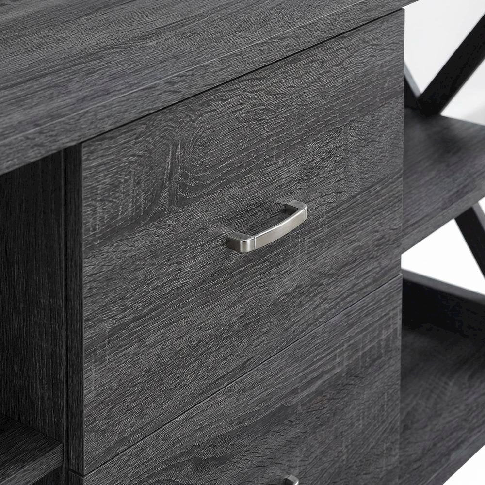 Gray Oxford Deluxe TV Stand with 2 Drawers and Shelves for 55-Inch Screens
