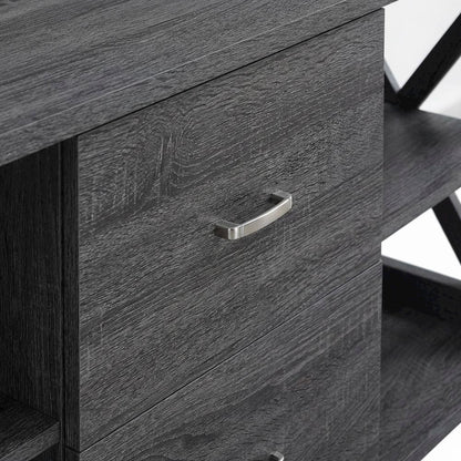 Gray Oxford Deluxe TV Stand with 2 Drawers and Shelves for 55-Inch Screens