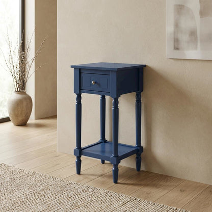 Traditional style accent table with drawer and shelf for living room use