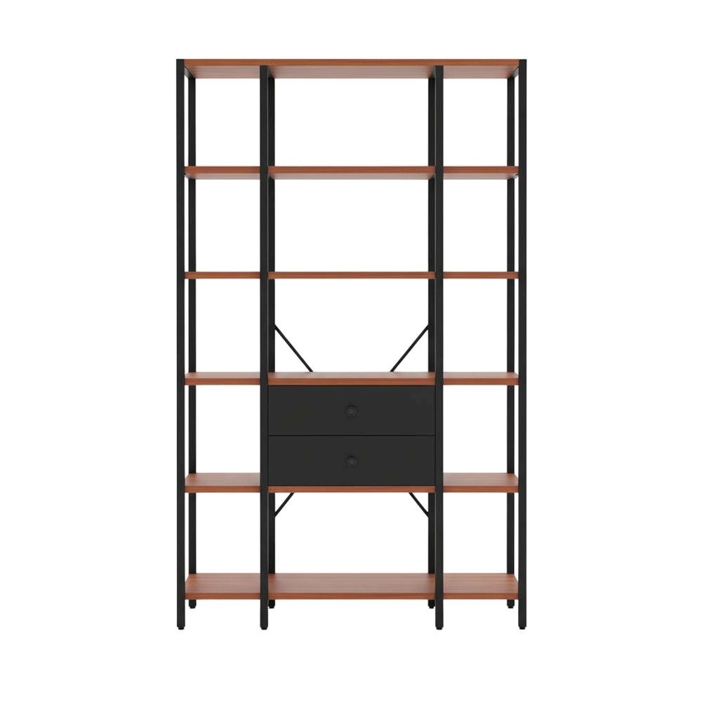 Wooden 5-Tier Bookcase - Storage Drawer, Durable Particle Board, Melamine Finish