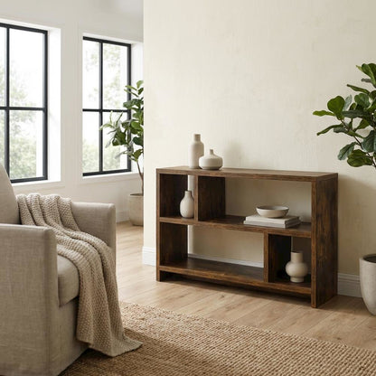 Barnwood TV Stand Console with Shelves and Hollow Core Material