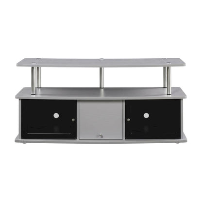 Gray TV Stand with 3 Cabinets and Shelf for 55-Inch TVs