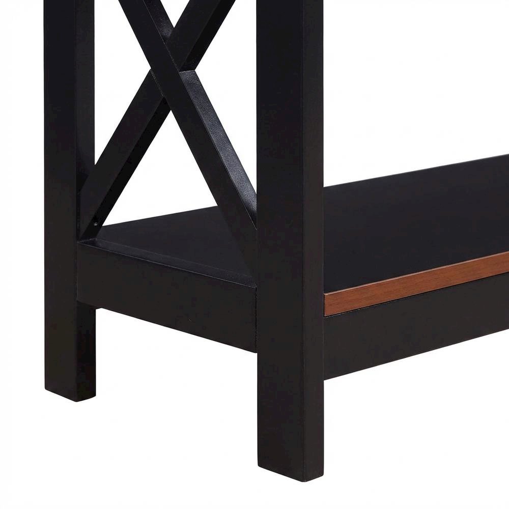 Wooden 1-Drawer Console Table with Shelves and Modern Design