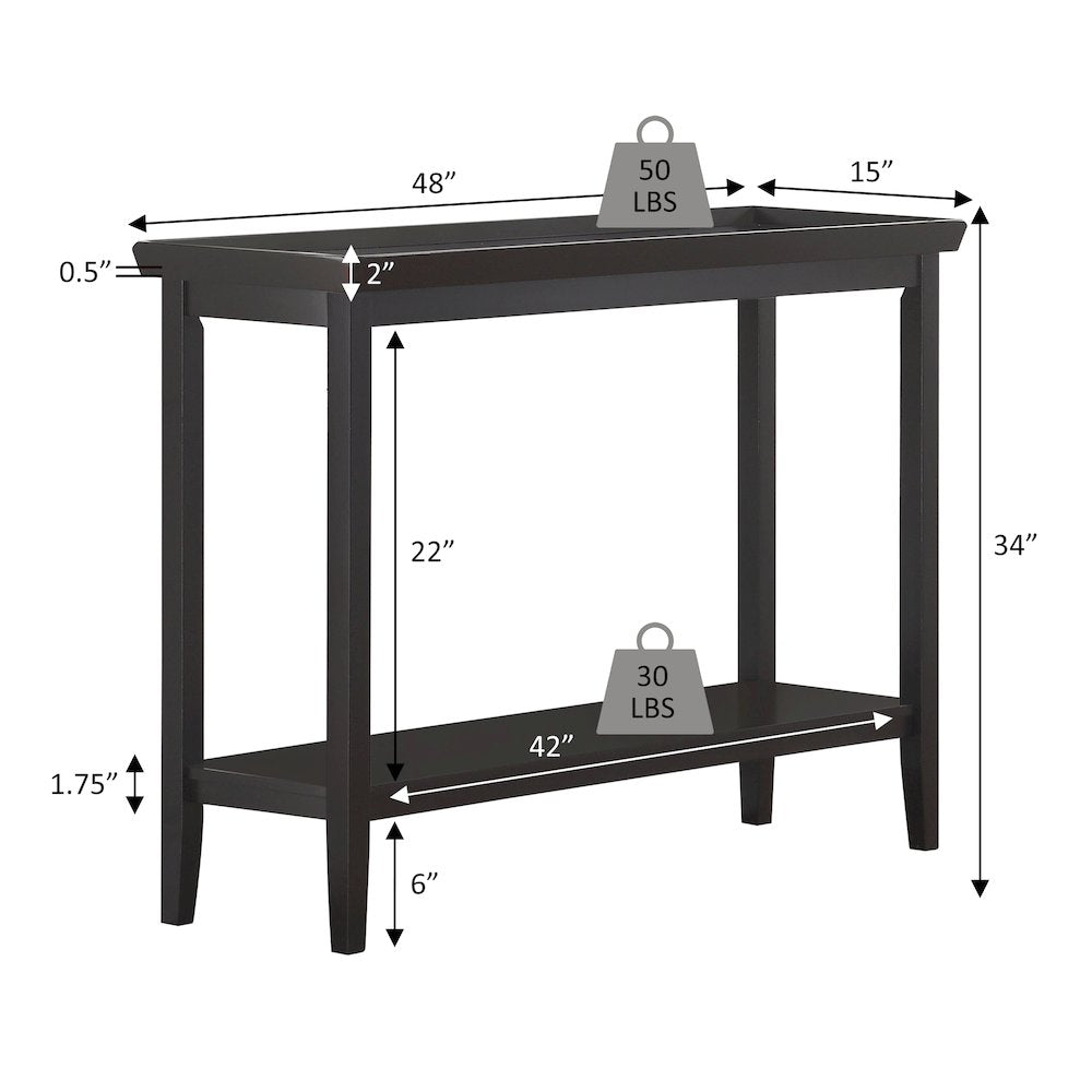 Ledgewood Entryway Hall Console Table with Shelf