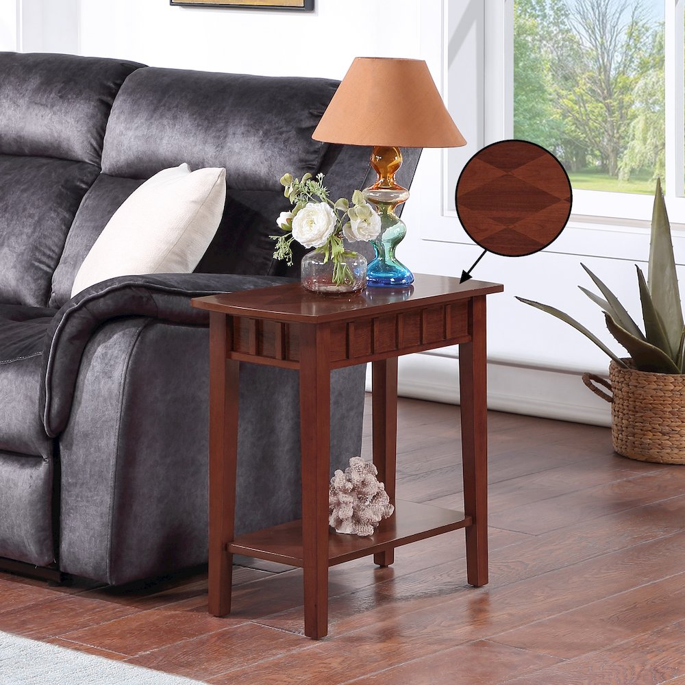 Dennis End Table with Shelf, Mahogany