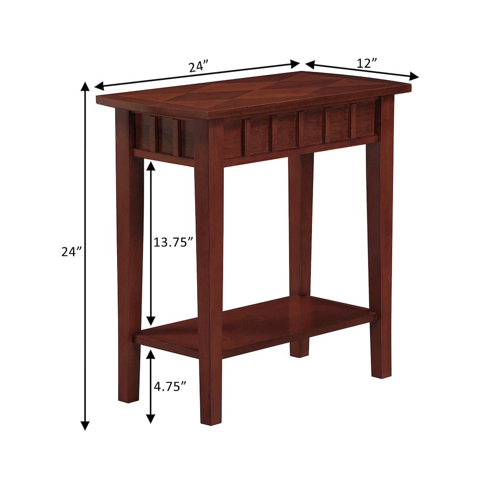 Dennis End Table with Shelf, Mahogany