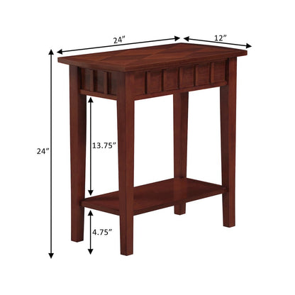 Dennis End Table with Shelf, Mahogany