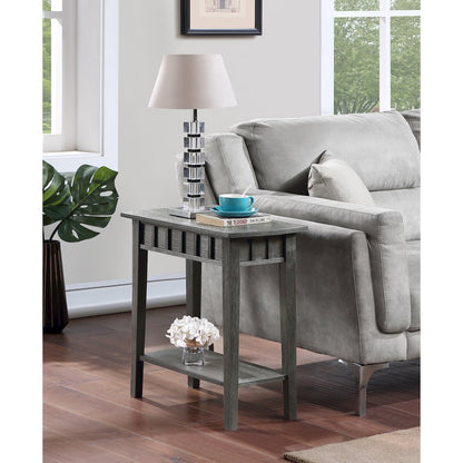 Dennis End Table with Shelf, Wirebrush Dark Gray