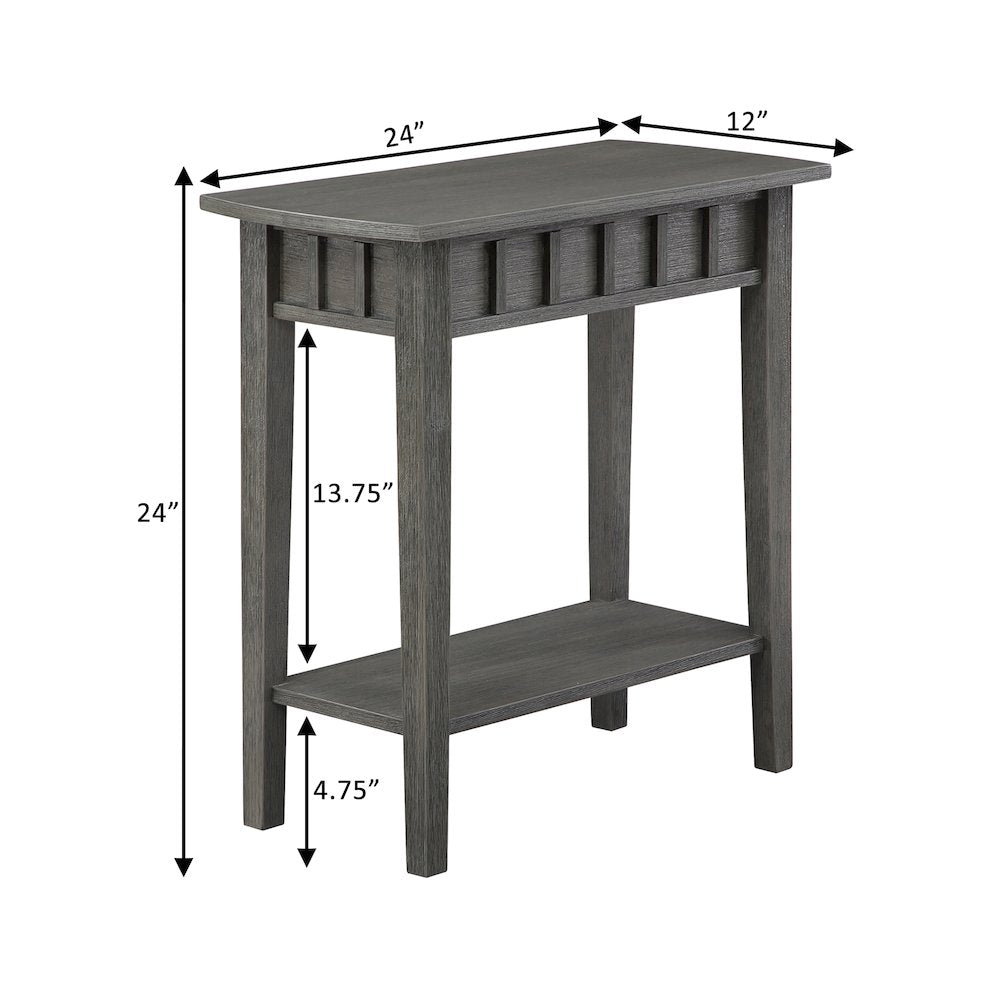 Dennis End Table with Shelf, Wirebrush Dark Gray