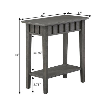 Dennis End Table with Shelf, Wirebrush Dark Gray