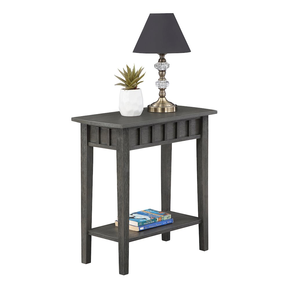 Dennis End Table with Shelf, Wirebrush Dark Gray