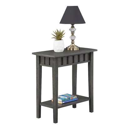 Dennis End Table with Shelf, Wirebrush Dark Gray