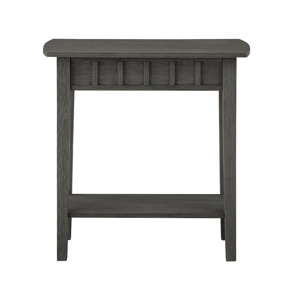 Dennis End Table with Shelf, Wirebrush Dark Gray